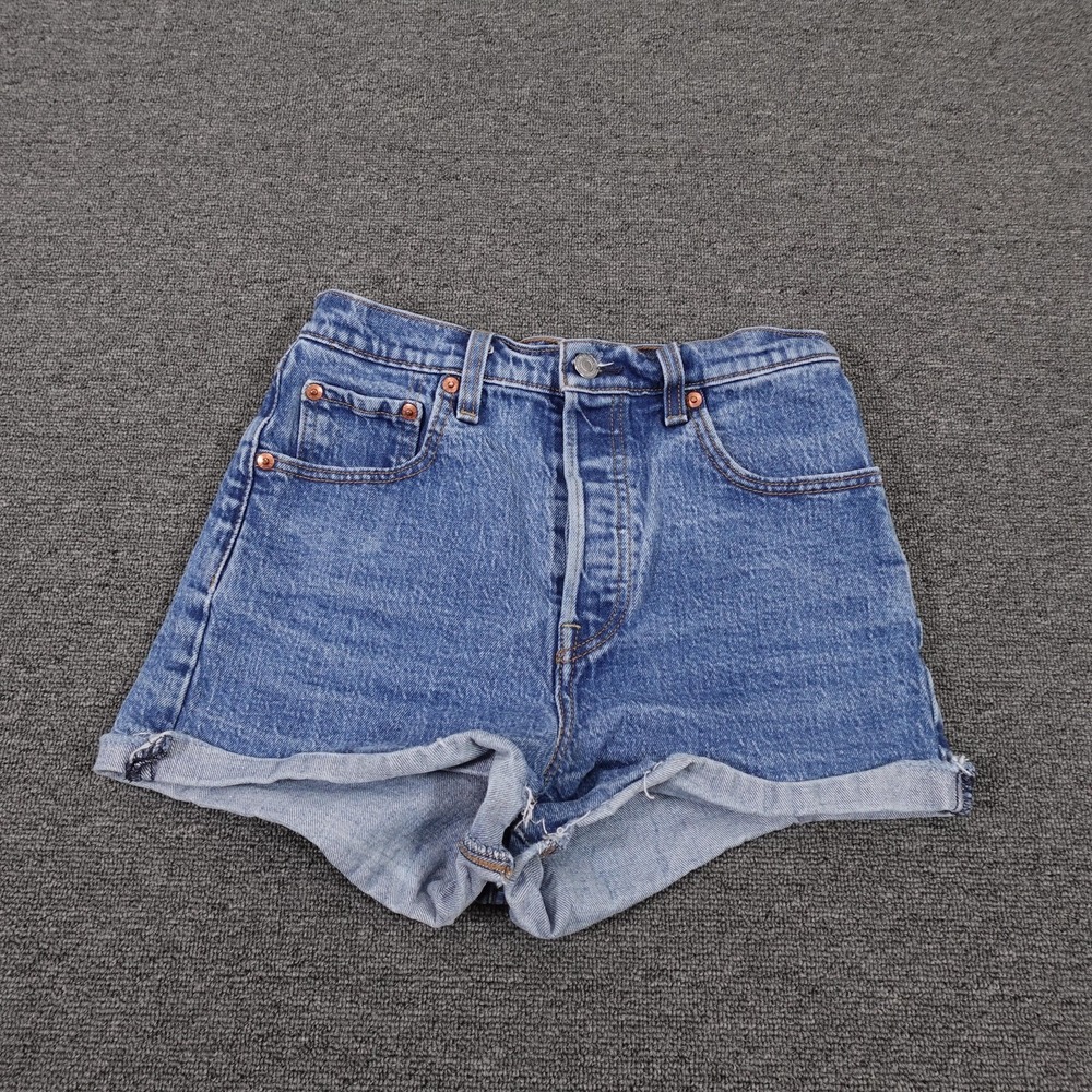 Classic High-Rise Blue Denim Shorts